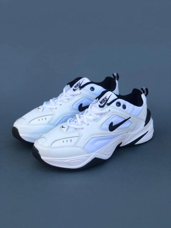 Мужские черно белые кроссовки nike m2k tekno white black найк м2к текно ...