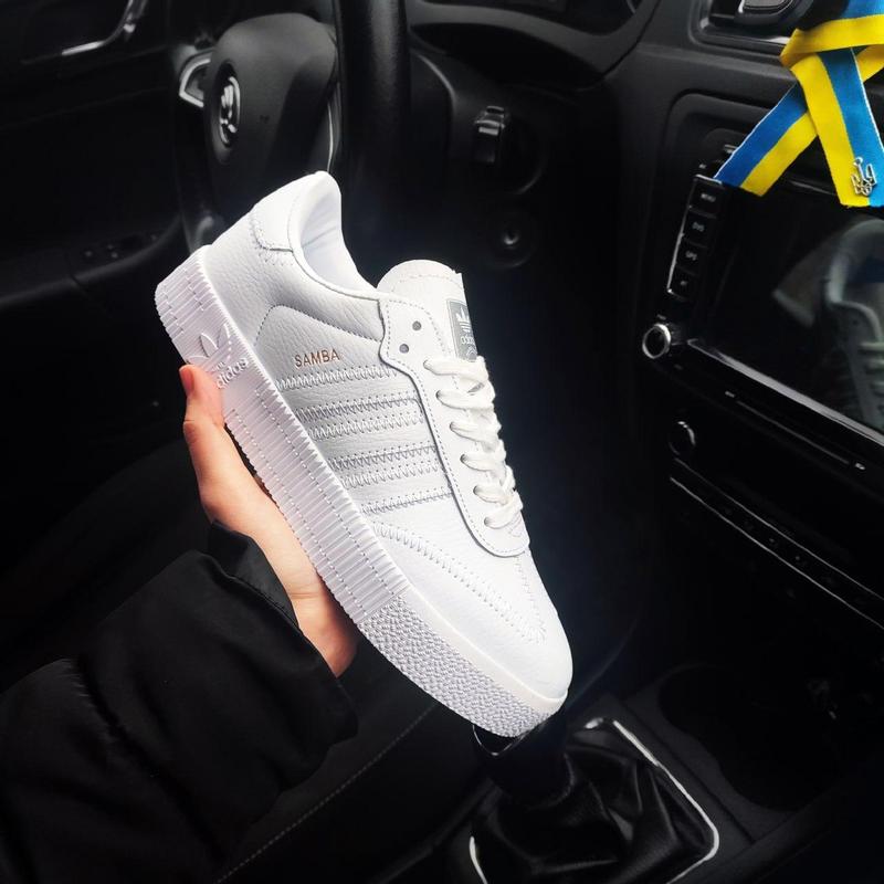 Женские кроссовки adidas samba белые кожаные адидас самба весенние ...