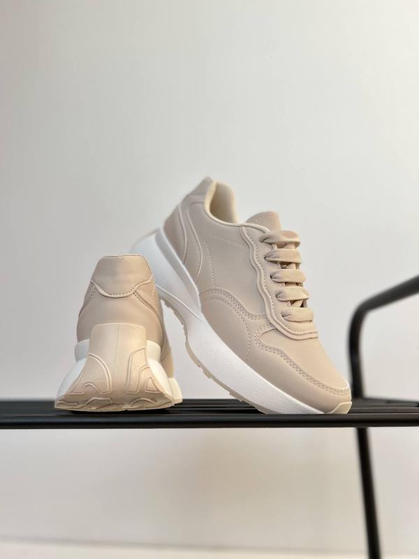 Красовки кроссовки женские бежевые із зі штучної шкіряні из ...