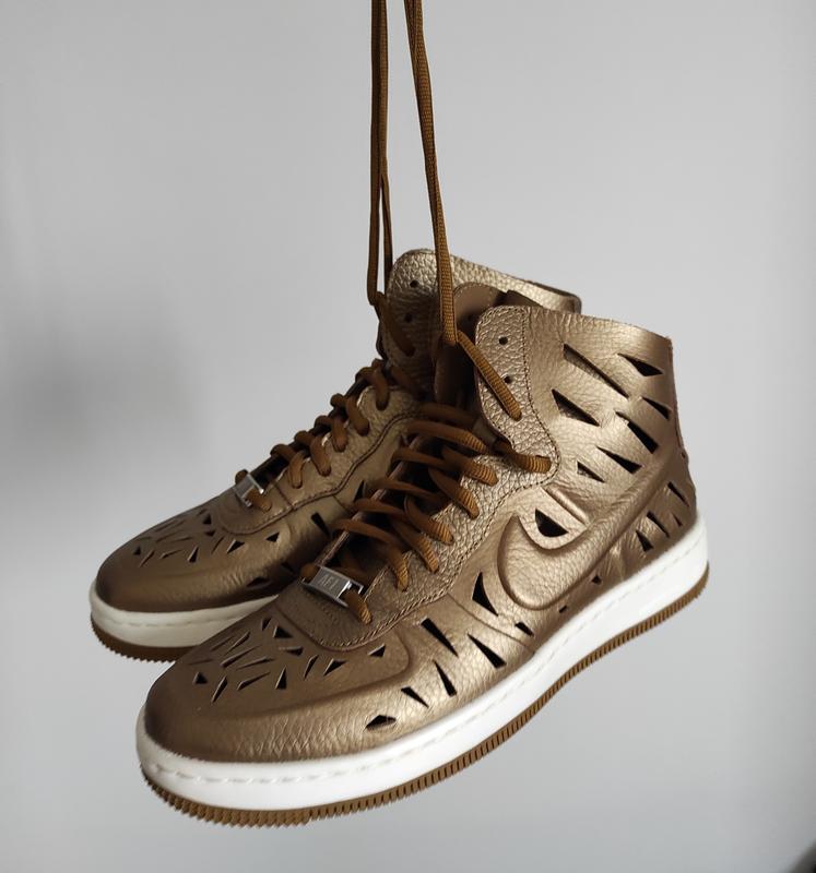 Новые кроссовки nike air force кожа золотые оригинал найк форсы кожаные ...