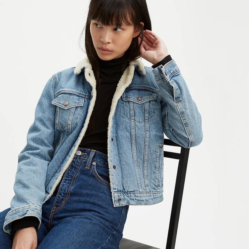 Стильна жіноча шерпа levis оригінал, шерпа levis, утеплена джинсова ...