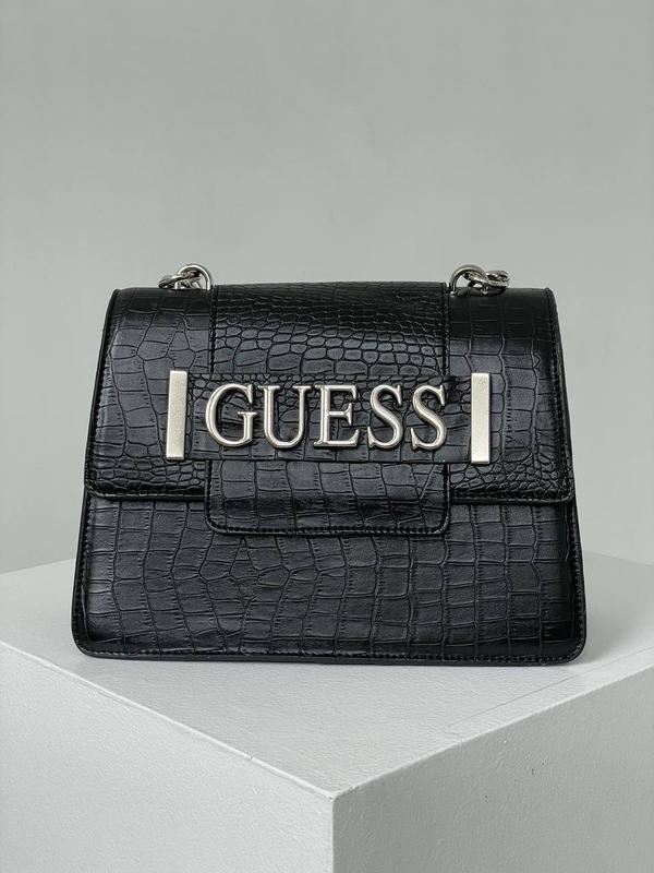Модна жіноча сумка крос-боді в стилі guess гес чорна рептилія — ціна ...
