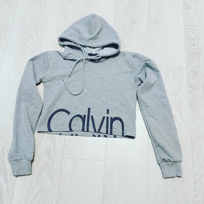 Кроп топ calvin худи хода с капишоном укороченное кофта — цена 250 грн ...