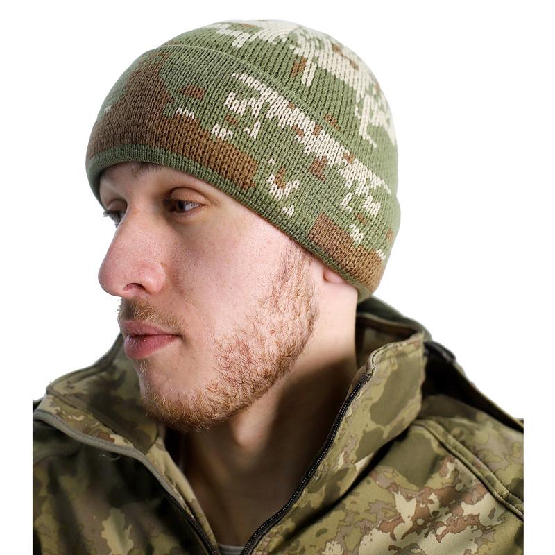 Шапка вязанная тактическая для военных и всу, теплая непродуваемая ...