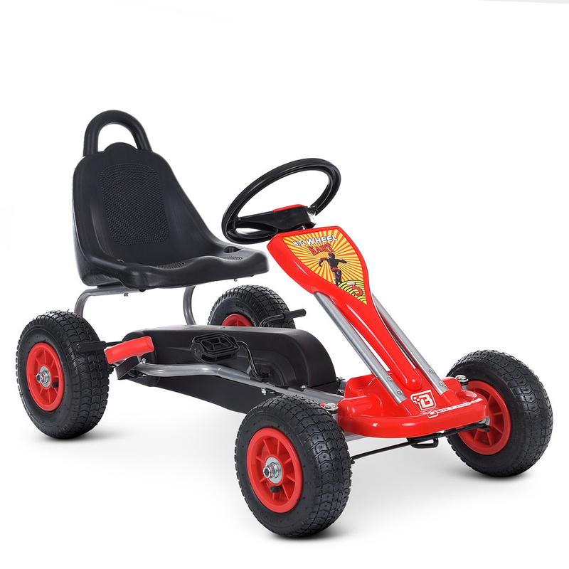 Детский педальный карт big wheel kart (красный цвет) на резиновых ...