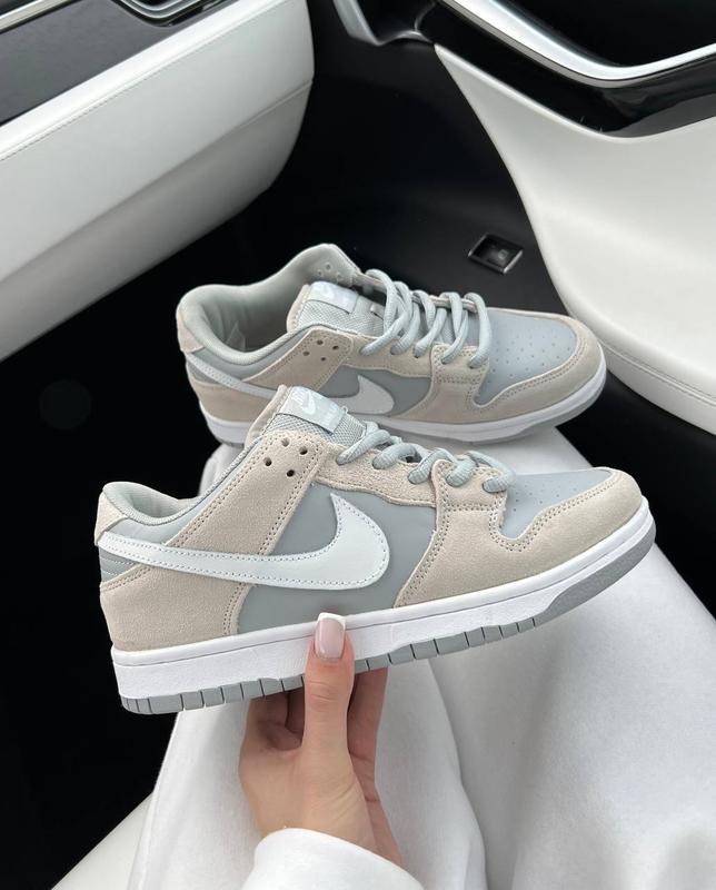 Демисезонные кожаные кроссовки найк nike sb dunk. унисекс цвет серый с ...