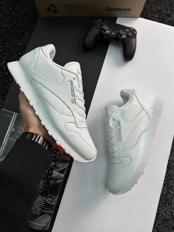 Мужские кожаные белые кроссовки reebok classic leather all white ...