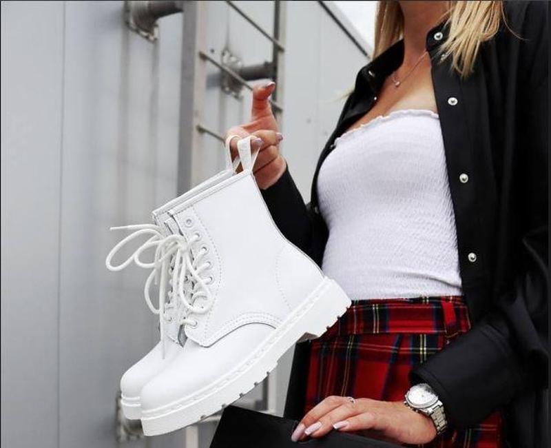 Женские кожаные ботинки dr martens 1460 triple white (доктор мартинс ...