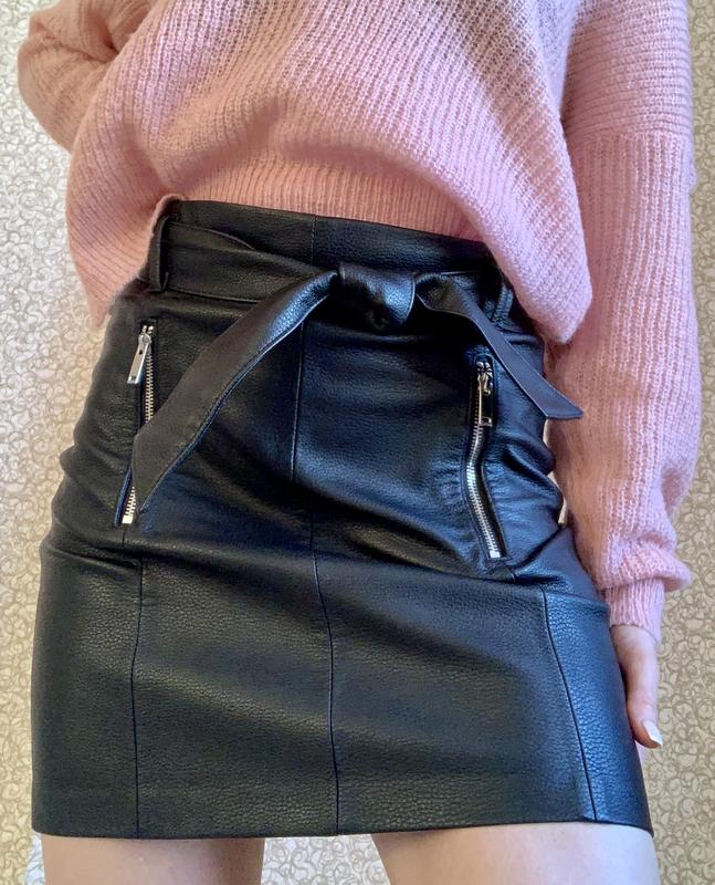 Юбка из экокожи bershka, кожаная юбка, в стиле zara. cos, massimo dutti ...