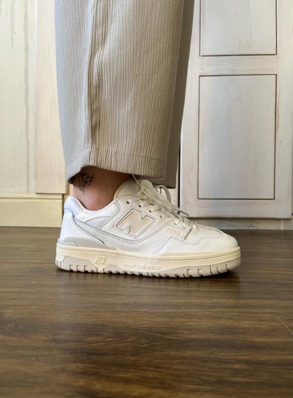 New balance 550 cream кожаные женские кроссовки нью беленс 550 бежевые ...