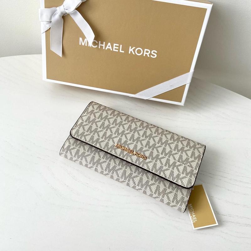 Michael kors женский кошелек jet set large logo trifold wallet vanilla ...