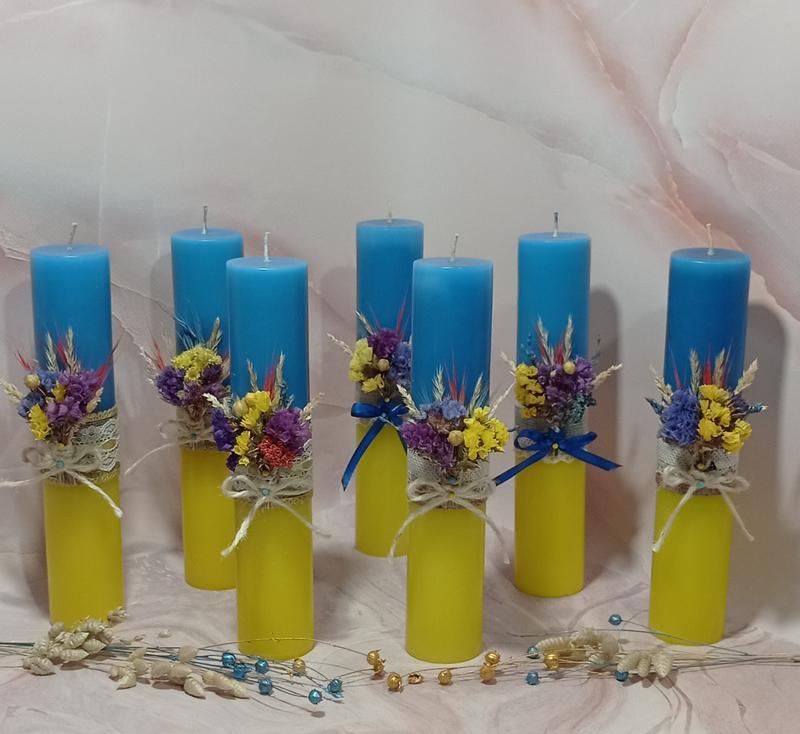 Патріотичні свічки, свічки з сухоцвітами, декоративні свічки, свічки ...