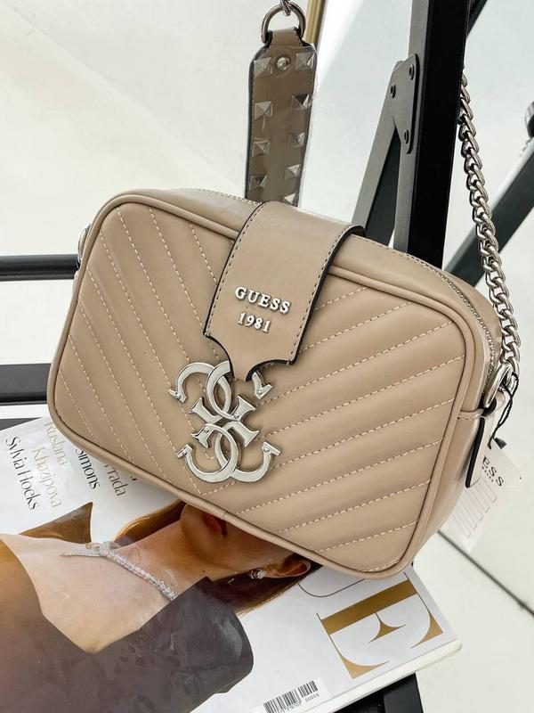 Женская бежевая сумка через плечо guess penelope beige сумочка кросс ...