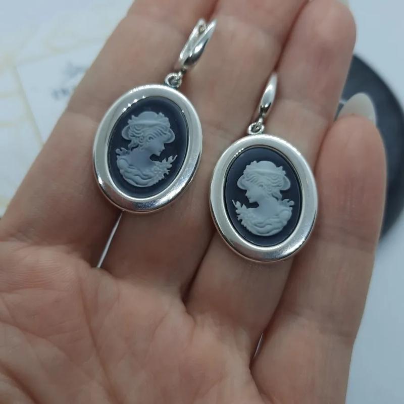 Срібні сережки камея 925 проба (серебро ,срібло ,серьги ) — ціна 1780 ...