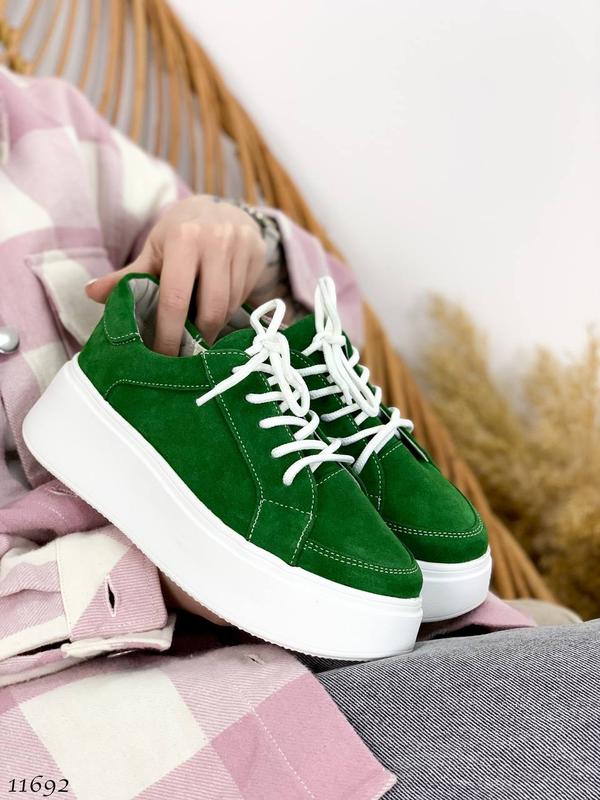 Кеды кроссовки зеленые на высокой подошве платформе танкетке массивной ...