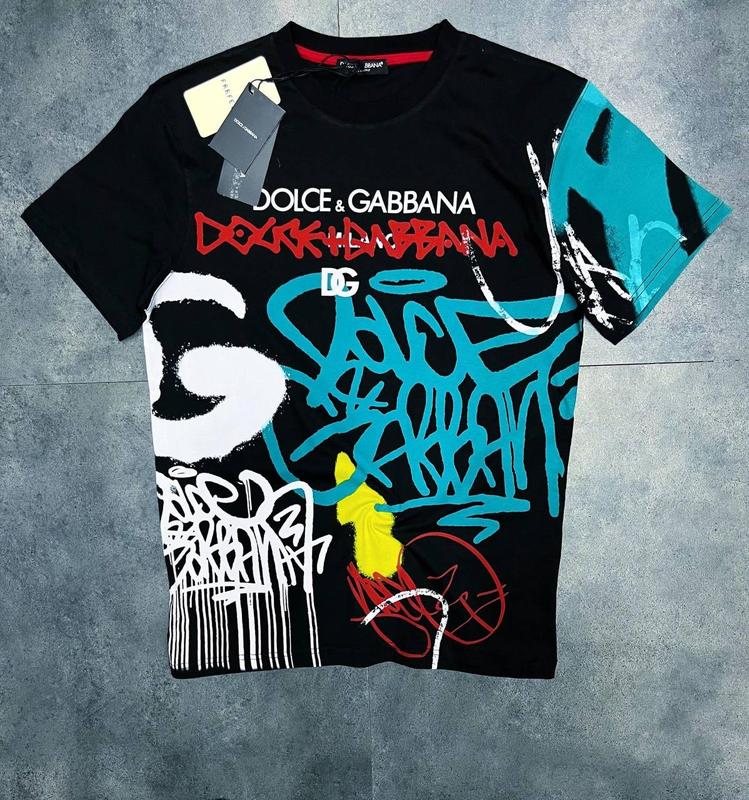 Мужская футболка с принтами dolce gabbana / молодежные футболки дольче ...
