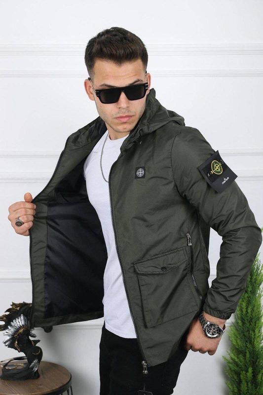 Крутая ветровка stone island хаки / брендовые весенние куртки стон ...