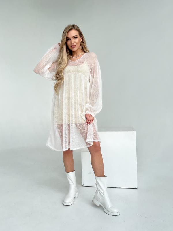 Платье белое разлетайка, паутинка прозрачная авторская работа — цена ...