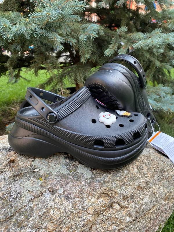 Кроксы на платформе черные crocs женские сабо bae clog black оригинал ...