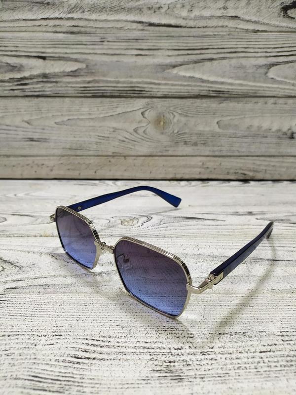 Солнцезащитные очки синие, унисекс в металлической оправе — цена 420 ...