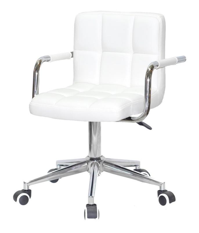 Стул с подлокотниками arno modern office белый кожзам на крестовине с