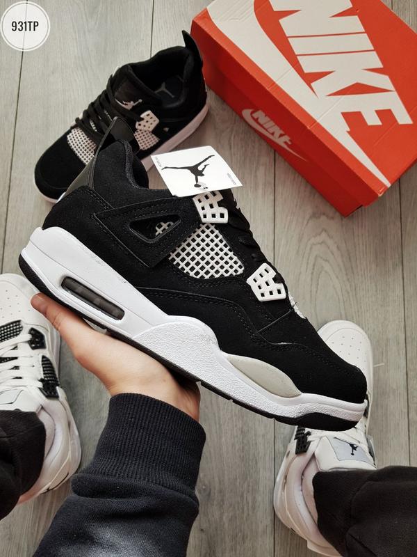 Мужские кроссовки nike air jordan 4 retro black white найм аир джордан ...