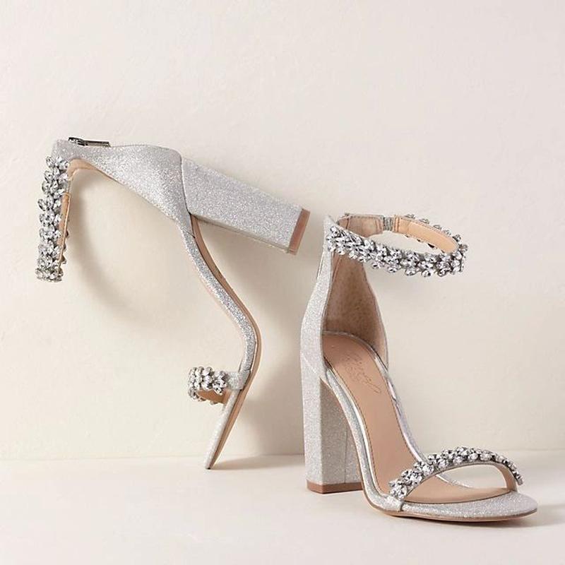 Badgley mischka оригинал серебристые свадебные босоножки с камнями ...