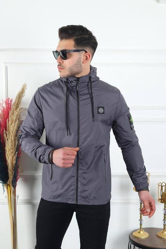 Stone island темно-серая ветровка / брендовые куртки ветровки стон ...