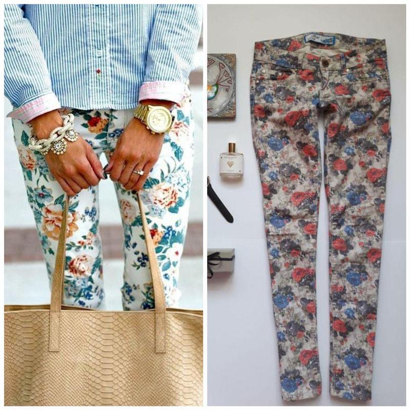 Красивые джинсы, штаны в цветочный принт — ціна 441 грн у каталозі ...