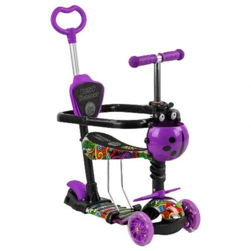 Самокат с ручкой 5в1 "best scooter", фиолетовый — цена 1740 грн в ...