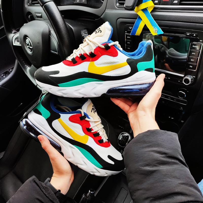Мужские кроссовки nike air max 270 react белые бирюзовые с красным ...