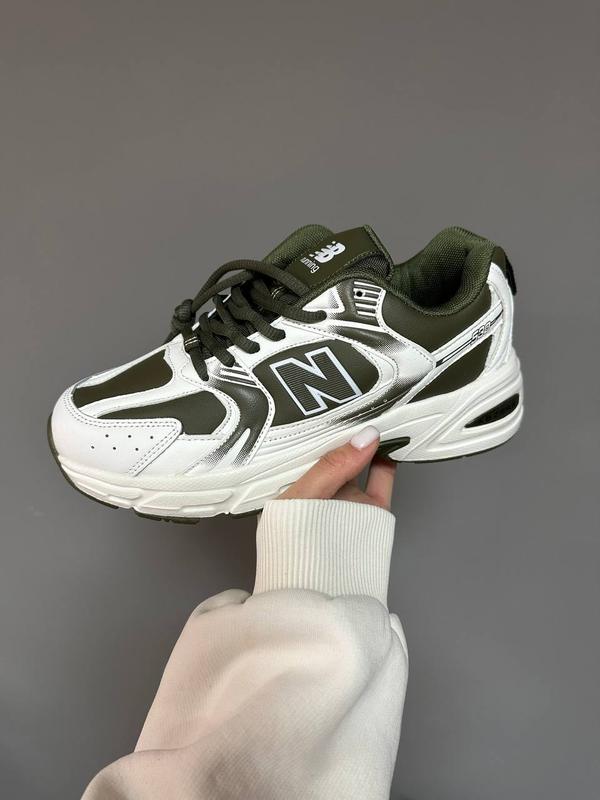 Женские белые с зеленым кожаные кроссовки new balance 530 🆕 нью баланс ...