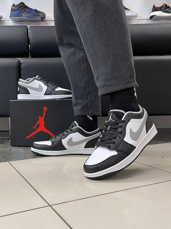Мужские кроссовки nike air jordan 1 low black white найк аир джордан ...