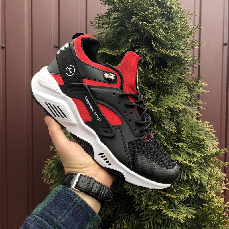 Мужские кроссовки nike huarache fragment design сеточка кожаные черно ...