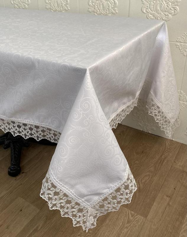 Скатерть masali полиэстер с кружевом 140х180 model 515 white — цена 620 ...