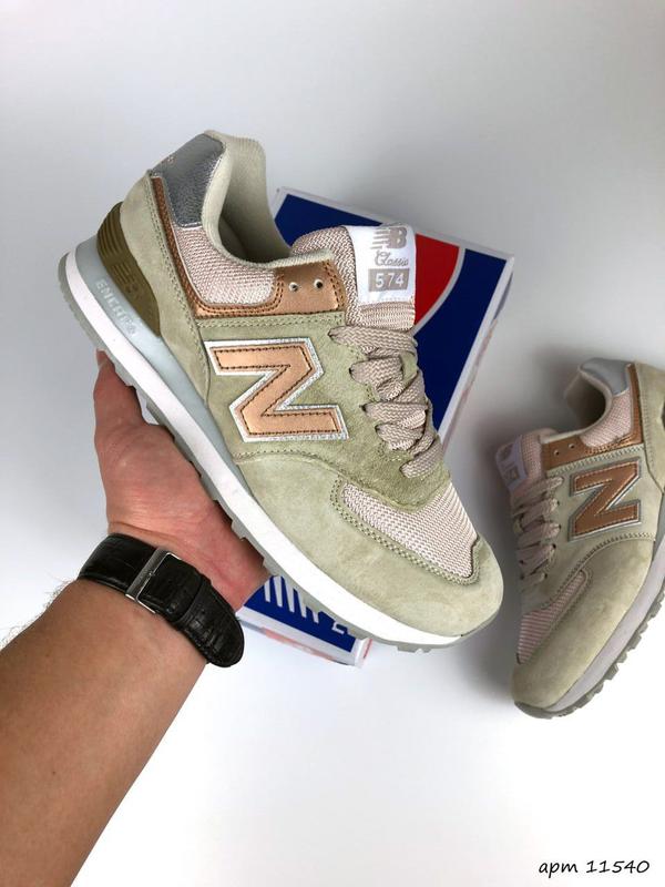 Женские замшевые оливковые кроссовки с сеткой new balance 574 🆕 нью ...
