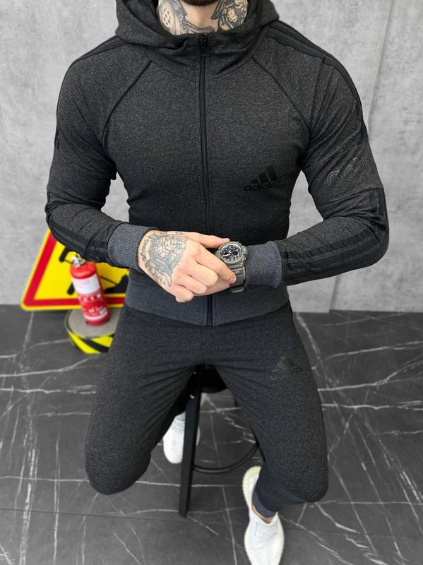Крутой мужской спортивный костюм adidas loza grey графитовый серый ...
