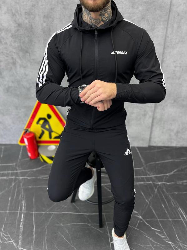 Классный мужской спортивный костюм adidas terrex black white чёрный с ...