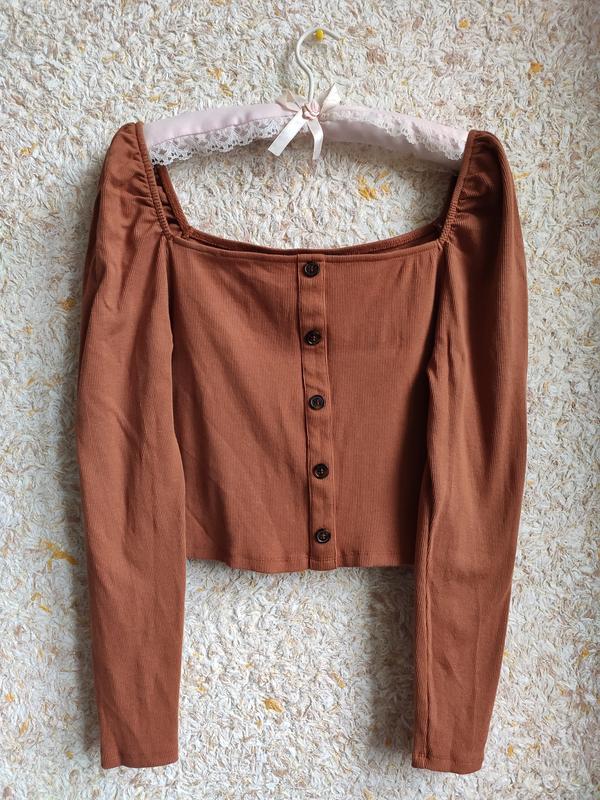 Кроп топ с длинным рукавом укороченная кофта кроптоп рубчик с рукавами ...