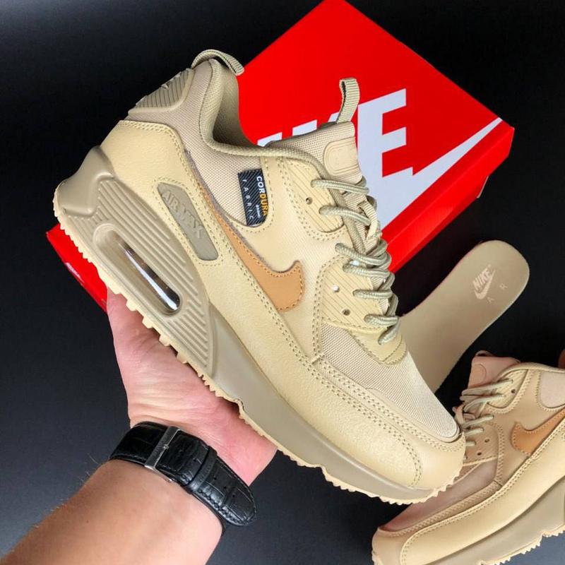 Мужские кроссовки nike air max 90 surplus кожаные сеточка песочный ...