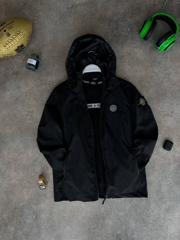 Куртка ветровка мастерка мужская stone islandчерная / курточка ветровка ...