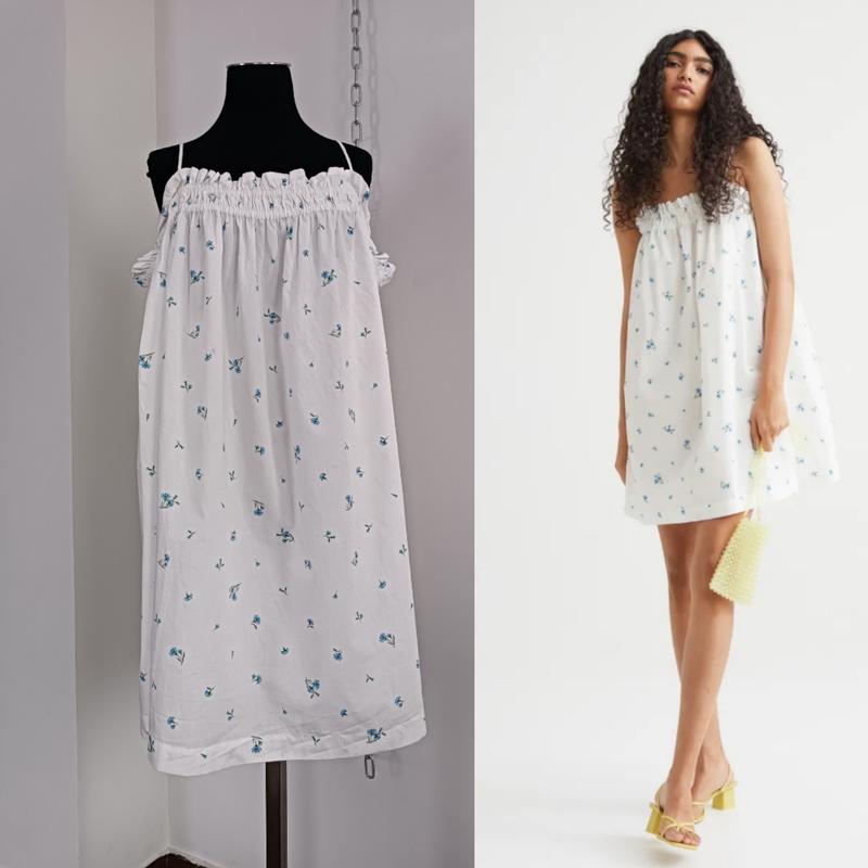 Хлопковое платье h&m, белые/синие цветы h&m 175/116 cm — цена 180 грн в ...
