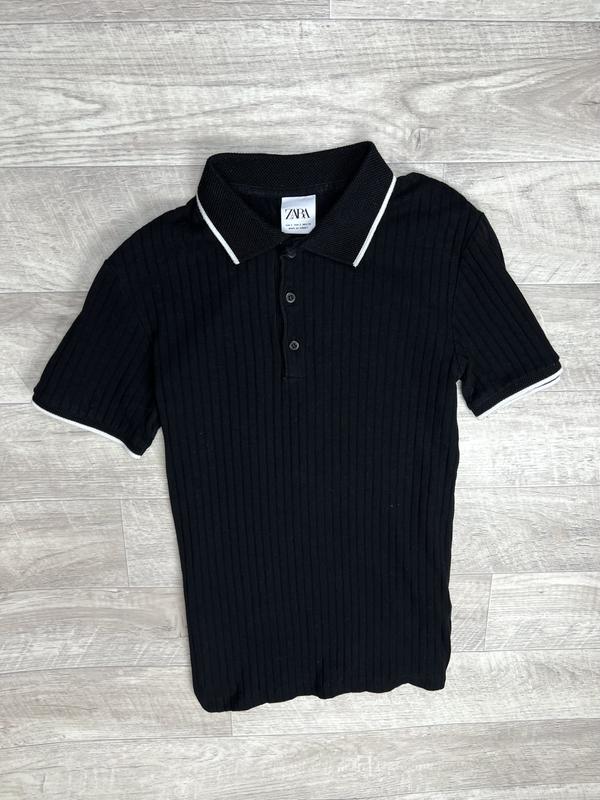 Zara man черная футболка polo оригинал s — цена 315 грн в каталоге ...