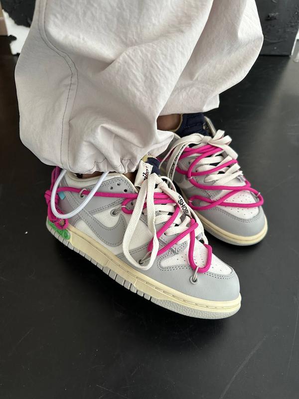Женские кожаные весенние кроссовки найк nike sb dunk х off white. цвет ...