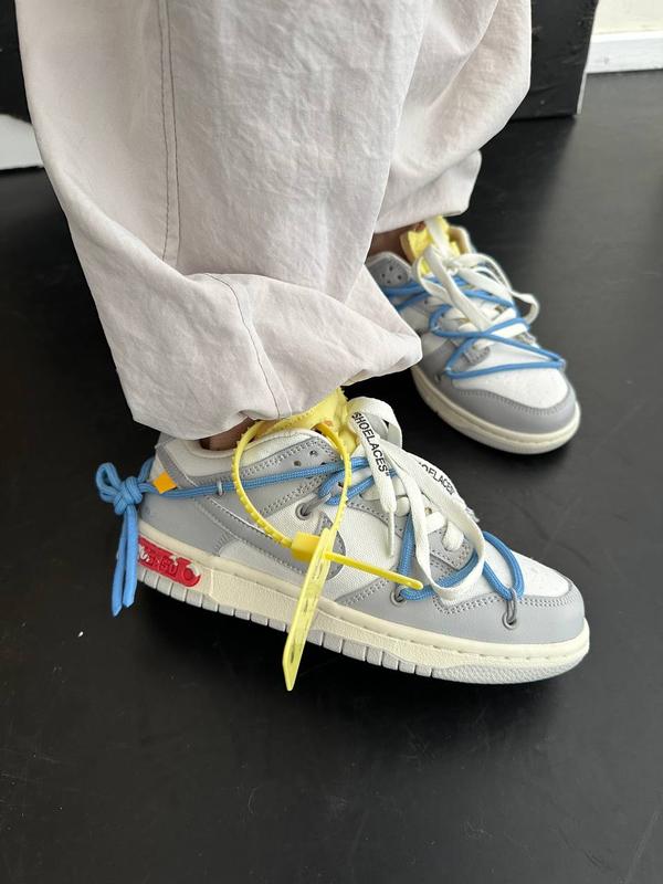 Женские кожаные весенние кроссовки найк nike sb dunk х off white . цвет ...
