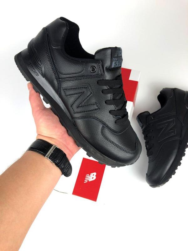 Мужские черные кожаные кроссовки new balance 574 🆕 нью баланс 547 ...
