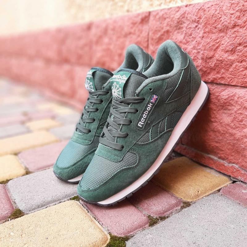 Мужские зеленые замшевые кроссовки с сеткой reebok classic 🆕 рибок ...