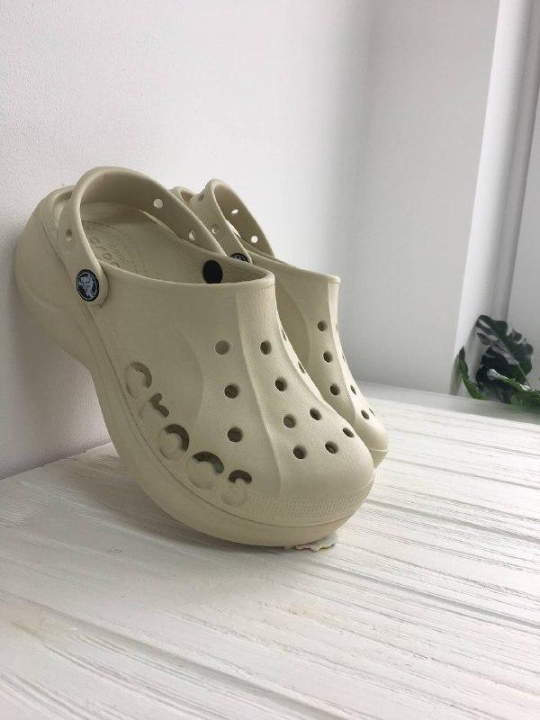 Женские кроксы на платформе баябэнд crocs bayaband platform lastic bone ...