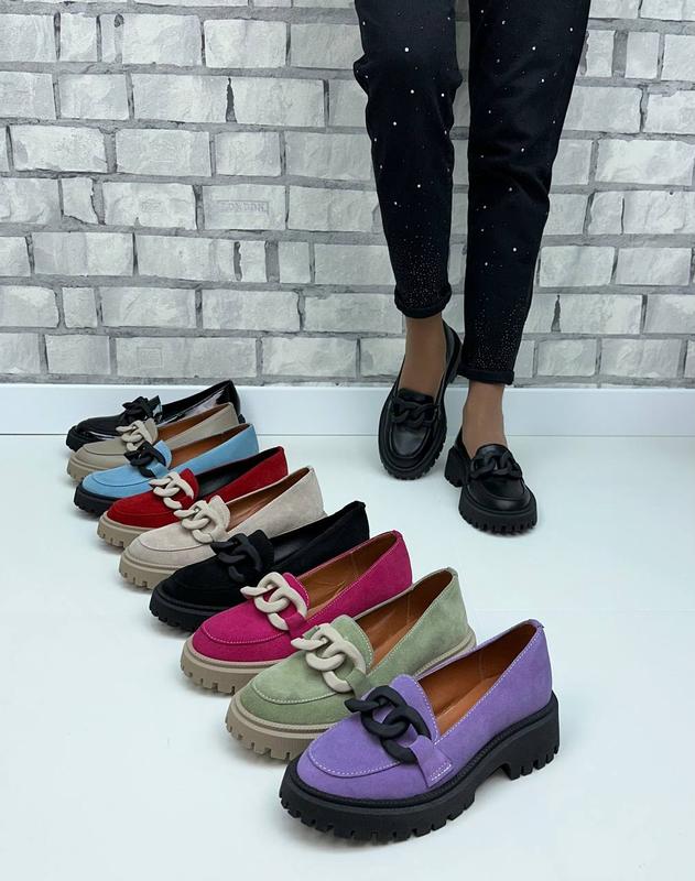 Женские туфли броги натуральная кожа замша лак на тракторной подошве 36 ...