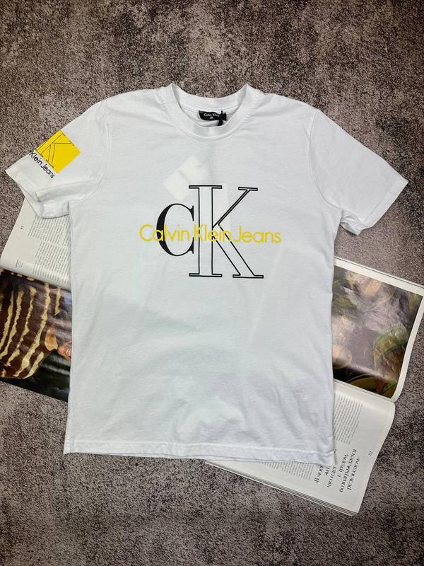 Брендовая мужская футболка / качественная футболка calvin klein в белом ...